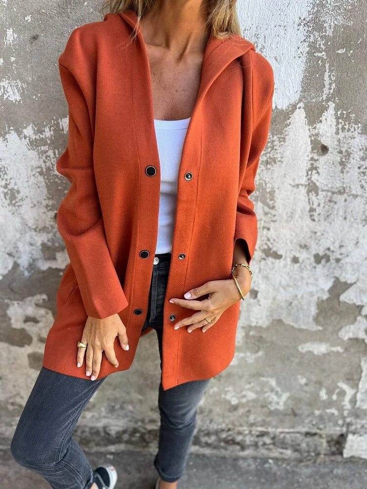 Einfarbige Mid Length Strickjacke
