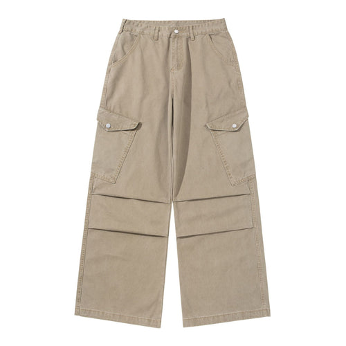 Damen Weite Cargo-Hose aus Baumwoll-Twill mit hoher Taille und aufgesetzten Klappentaschen Shop Nory