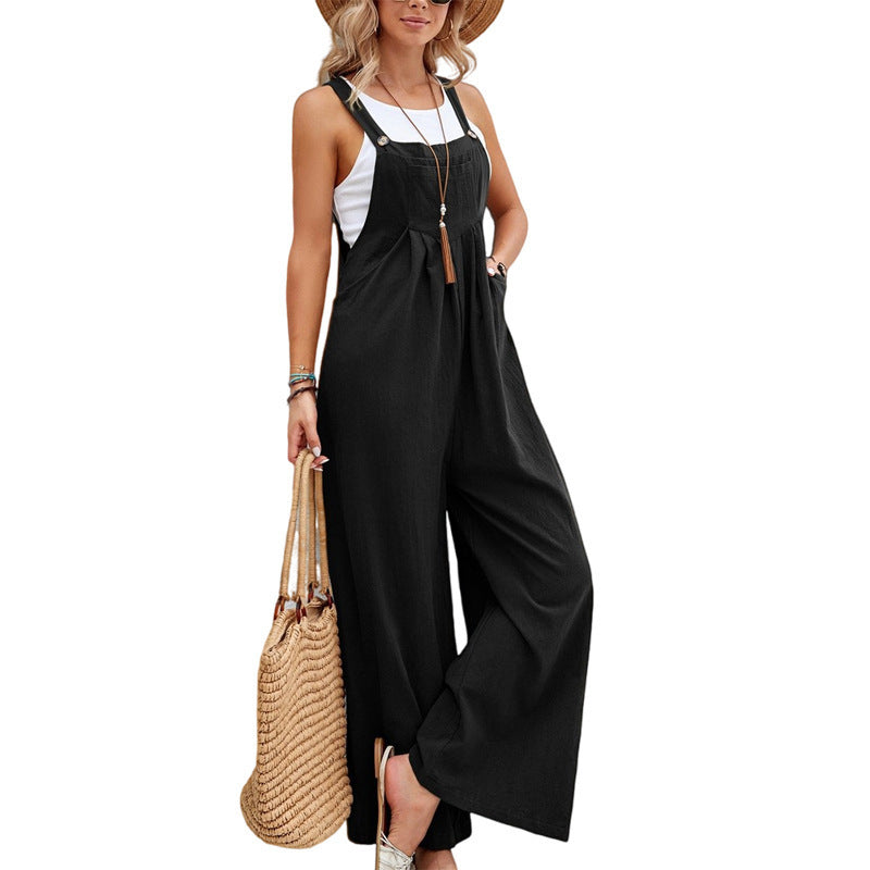 Damen Lässiger Jumpsuit mit weitem Bein und verstellbaren Trägern