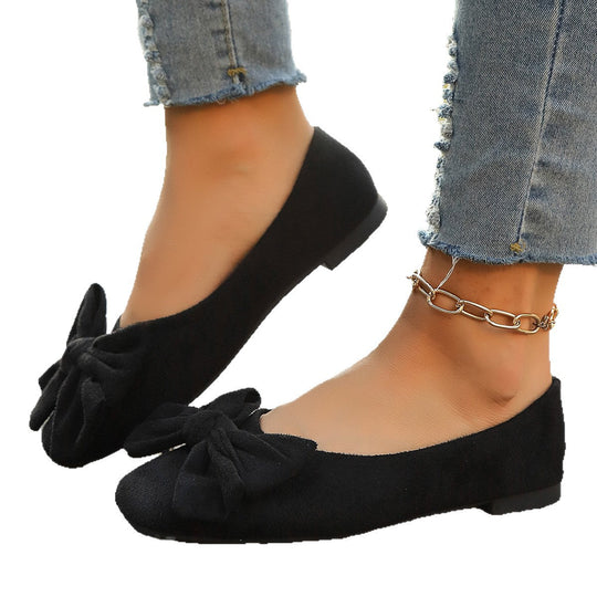 Damen Ballerina-Schuhe mit dekorativer Schleifenapplikation und bequemer Innenpolsterung Shopnory
