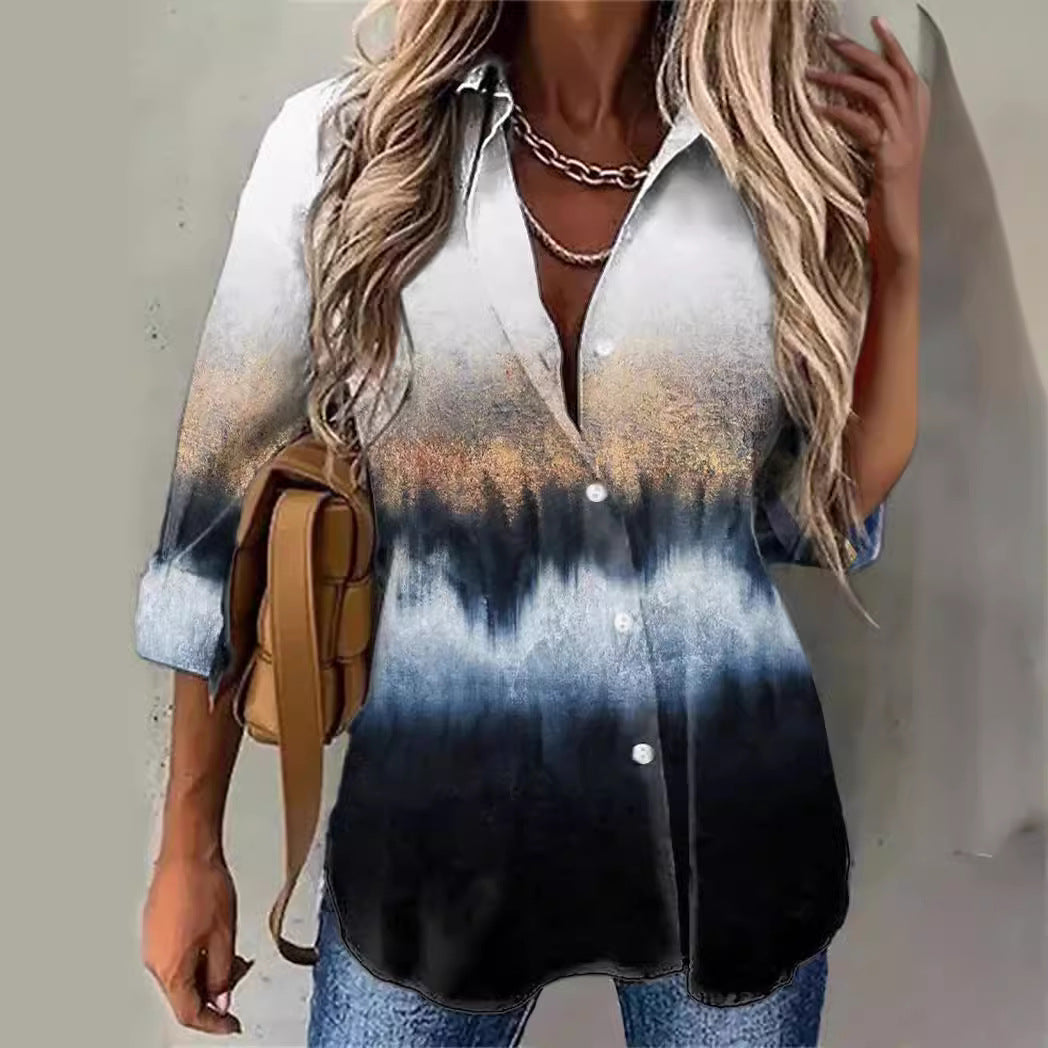 Damen lässige Chiffonbluse mit Ombre-Effekt