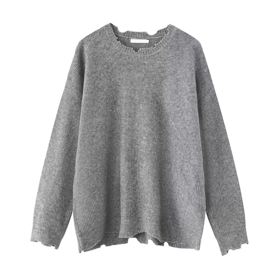 Damen Elegante Grobstrickpullover mit modernem V-Ausschnitt Shop Nory