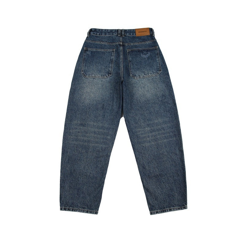 Unisex Weite Jeans mit hohem Bund, markanten Nahtpaneelen und konisch zulaufender Cropped-Silhouette Shop Nory