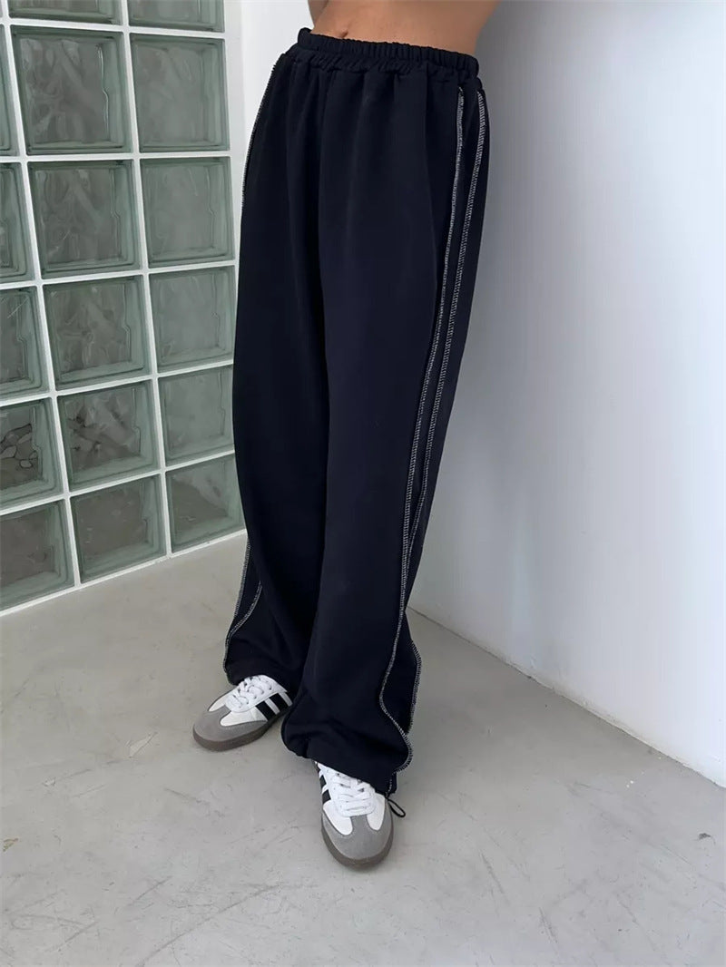 Damen locker sitzende High-Waist Sweatpants mit weitem Bein und elastischem Bund Shop Nory
