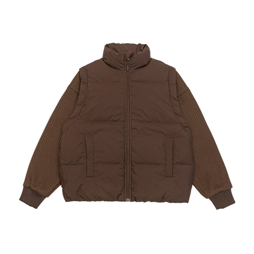Herren Gefütterte Hybrid‑Steppjacke mit Strickärmeln und hohem Stehkragen Shop Nory