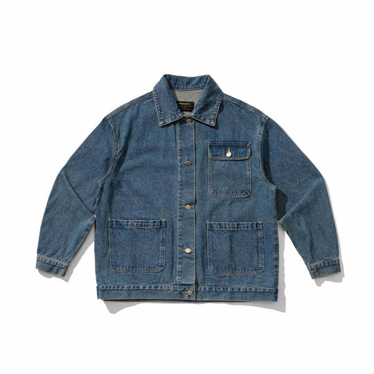 Unisex Robustess Denim‑Workwear‑Blouson mit Hemdkragen und großen Pattentaschen Shop Nory