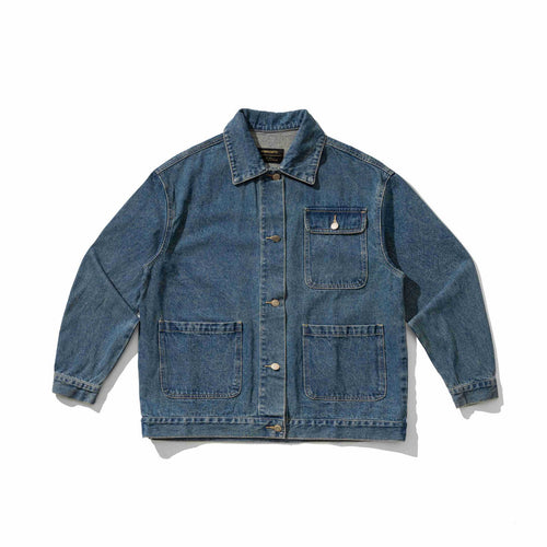Unisex Robustess Denim‑Workwear‑Blouson mit Hemdkragen und großen Pattentaschen Shop Nory