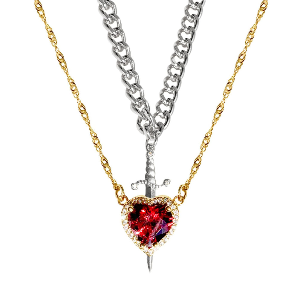 Damen Halskette mit herzförmigem Anhänger und künstlerischem Schwertdesign Shop Nory