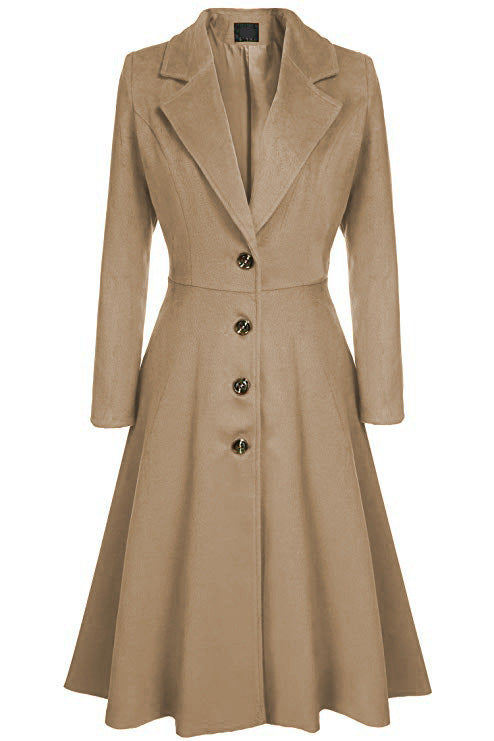 Damen eleganter Trenchcoat mit strukturiertem Fleece und kunstvollen Knopfdetails