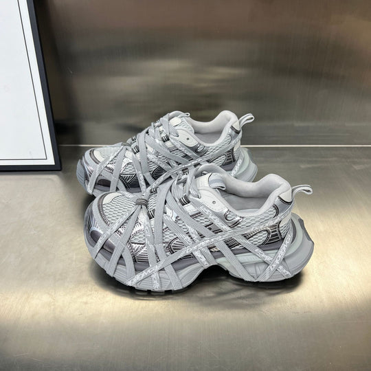 Damen Sportliche Hybrid Sneakers mit elastischer Netzstruktur und stabiler Gummisohle Shopnory