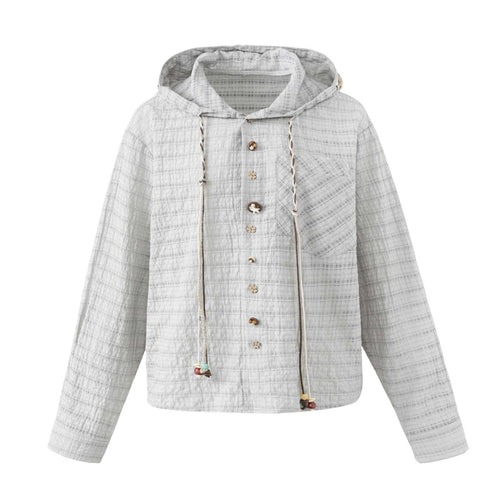 Damen Leichte Kapuzenjacke im Boxy‑Cut mit Holzknopfverschluss Shop Nory
