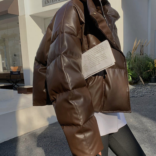 Damen Modische Lederdaunenjacke Shop Nory