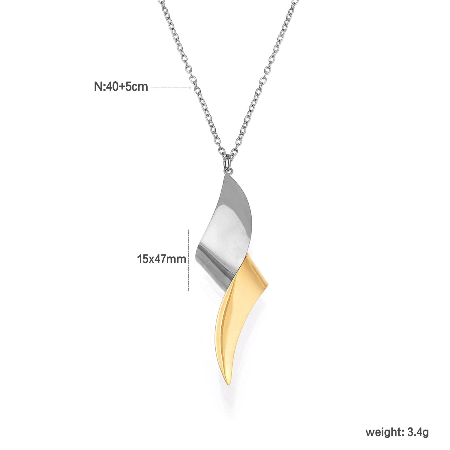 Damen elegante Edelstahl Halskette mit modernem, geschwungenem Anhänger Shop Nory