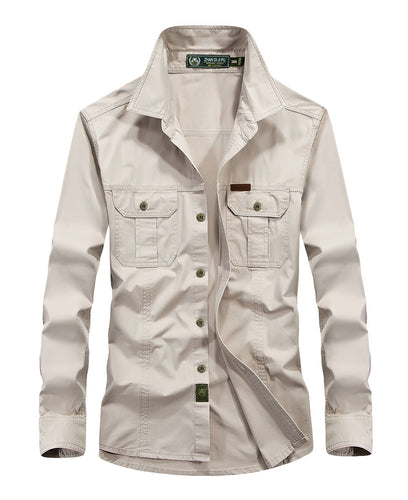 Herren leichtes Canvas-Fieldhemdjacke mit Brustpattentaschen und verstärkten Nähten Shop Nory