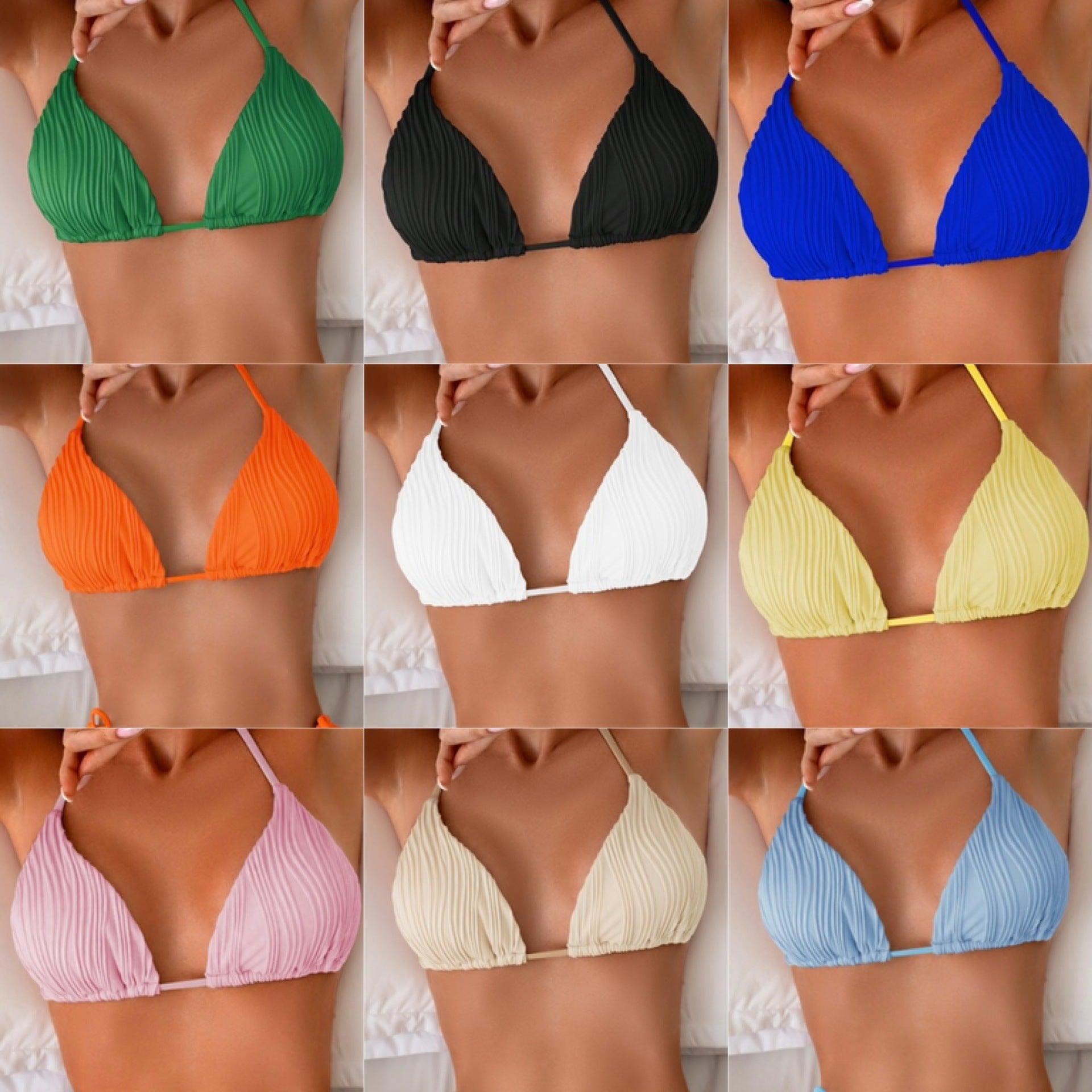 Damen Triangel-Bikini mit raffiniertem Rippendesign