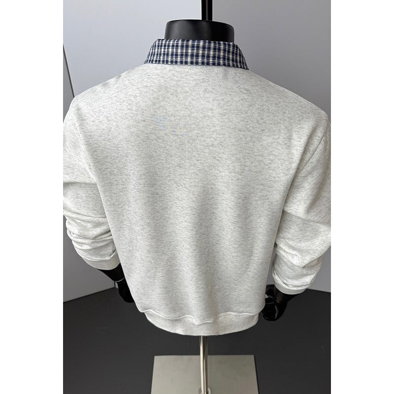 Herren Sportlicher Sweatshirt mit Kragen und Schultergurt Shop Nory