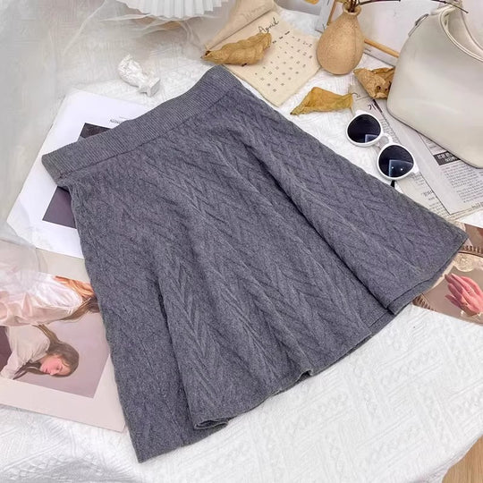 Damen Plissierter Strickrock mit Zopfmuster Shop Nory