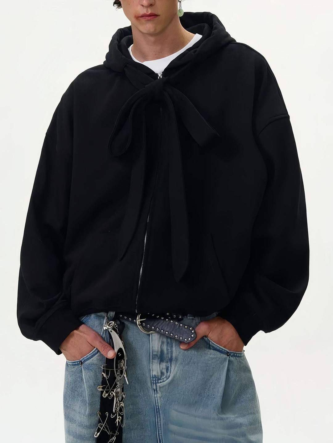 Damen Modische Kapuzenjacke mit Schleifen-Detail