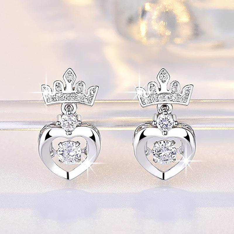 Damen Ohrringe mit romantischem Herz- und Kronendesign Shop Nory