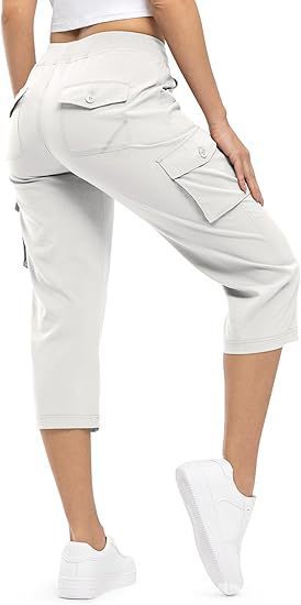 Damen Capri Cargo-Hosen in Bermuda-Länge mit hoher Taille und aufgesetzten Klappentaschen Shop Nory