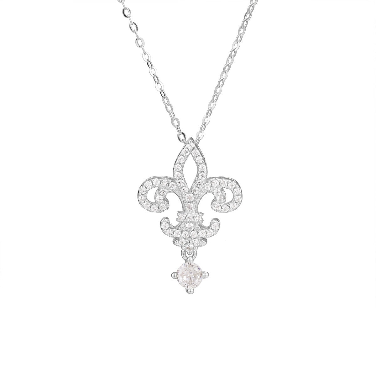 Damen elegante Halskette mit filigranem Lilienanhänger und funkelnden Zirkonia Shop Nory