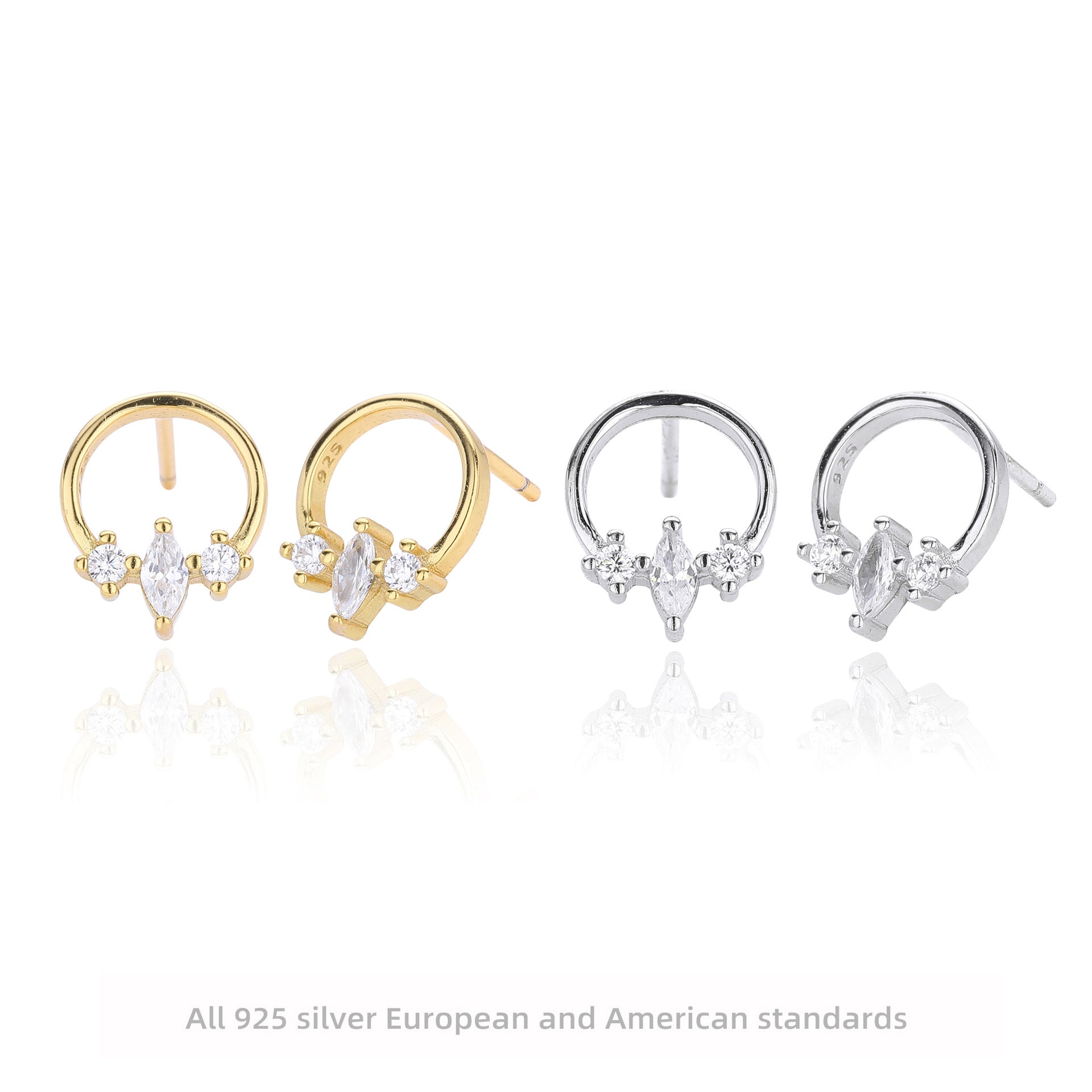 Damen Ohrstecker mit funkelnden, geschliffenen Zirkon-Akzenten aus hochwertigem 925 Sterling Silber Shop Nory
