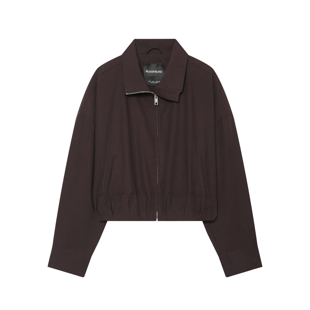 Damen utilitaristische Kurzjacke mit Reißverschluss und Hemdkragen Shop Nory