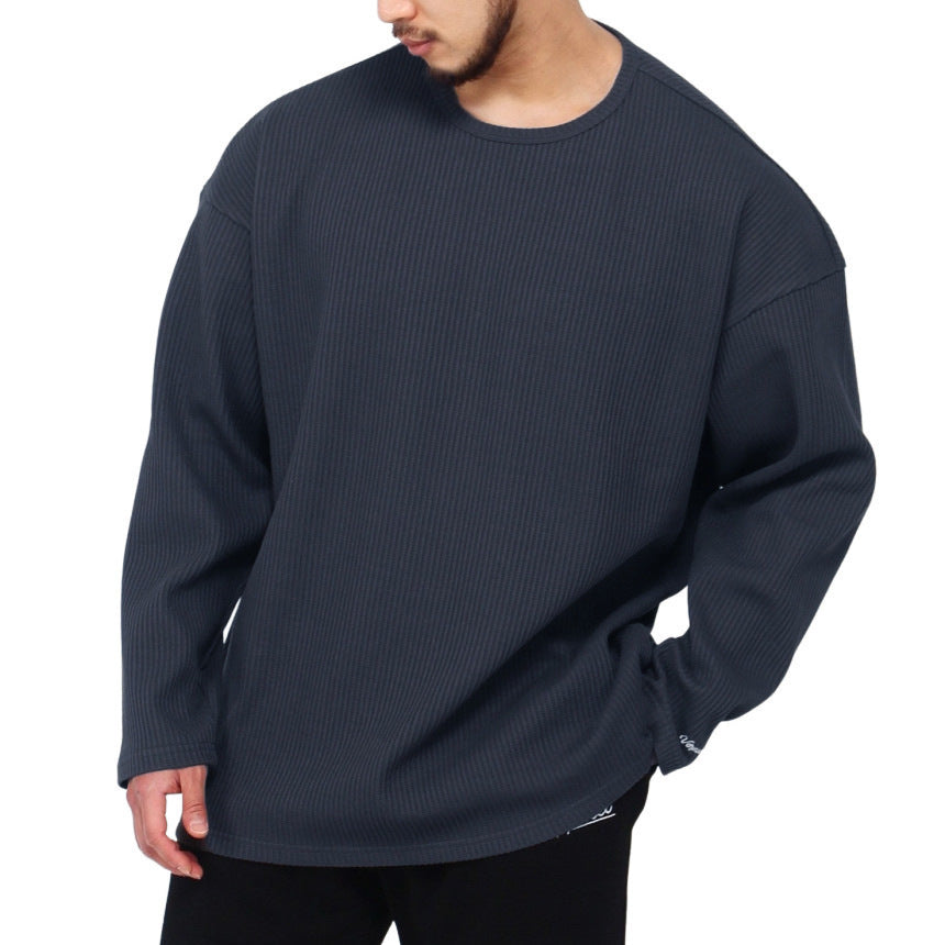 Herren Langarmshirt mit strukturiertem Rippenmuster und modernem Schnitt