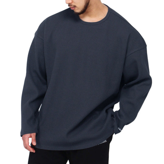 Herren Langarmshirt mit strukturiertem Rippenmuster und modernem Schnitt
