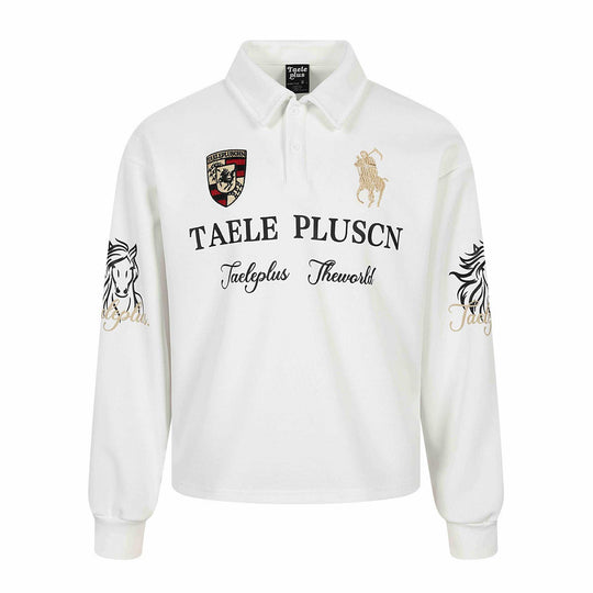 Unisex Langärmeliges Rugby-Poloshirt mit Stickereien und Kentkragen Shop Nory