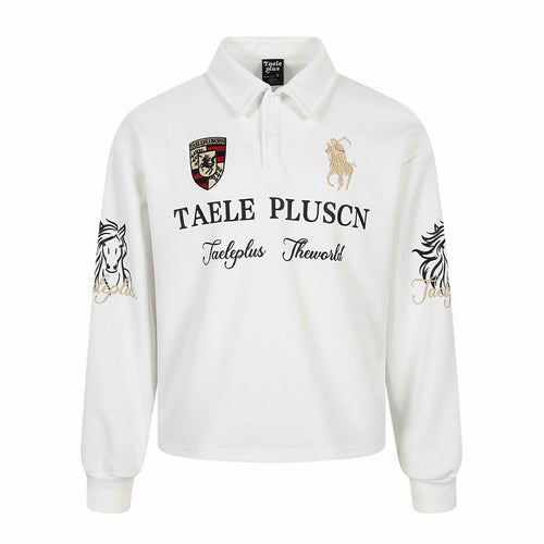 Unisex Langärmeliges Rugby-Poloshirt mit Stickereien und Kentkragen Shop Nory