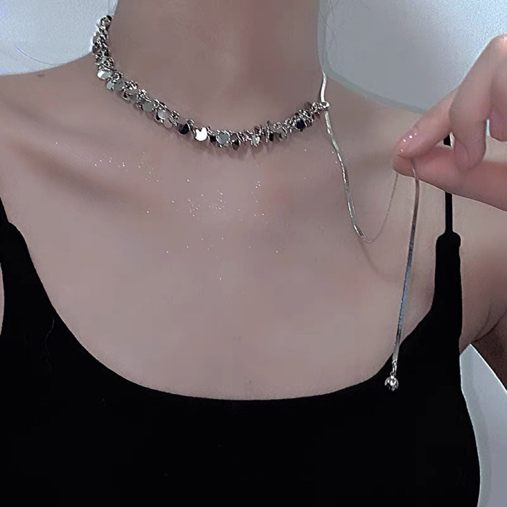 Damen elegante Halskette mit funkelnden Plättchen Shop Nory