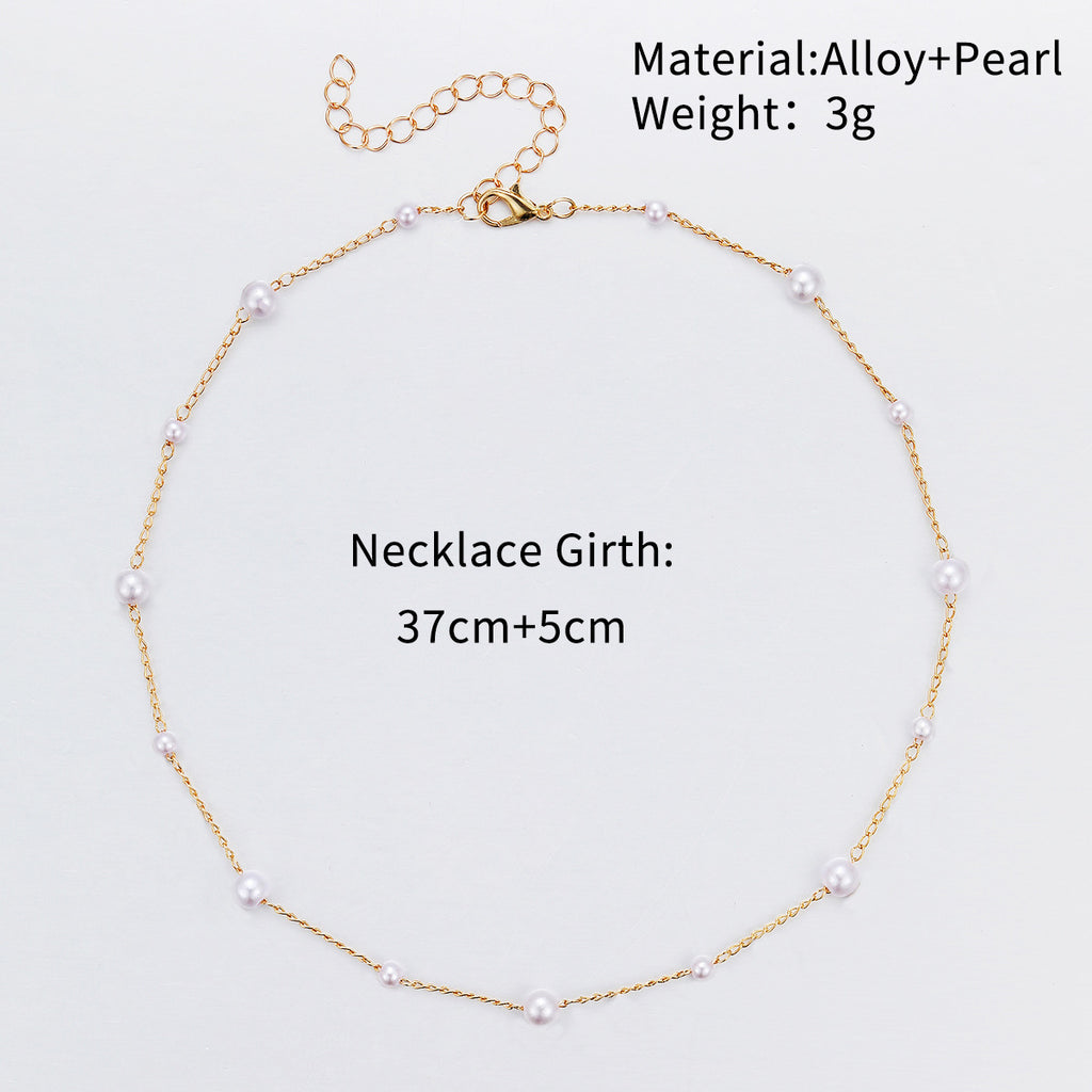 Damen perlverzierte Halskette mit feinen Goldakzenten Shop Nory