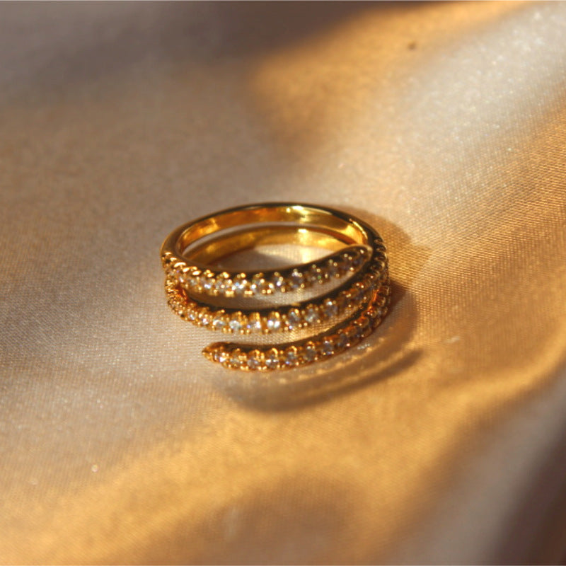 Damen eleganter und funkelnder Ring mit mehreren Bändern Shop Nory