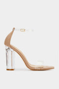 Damen elegante High Heel Sandalen mit transparentem Blockabsatz