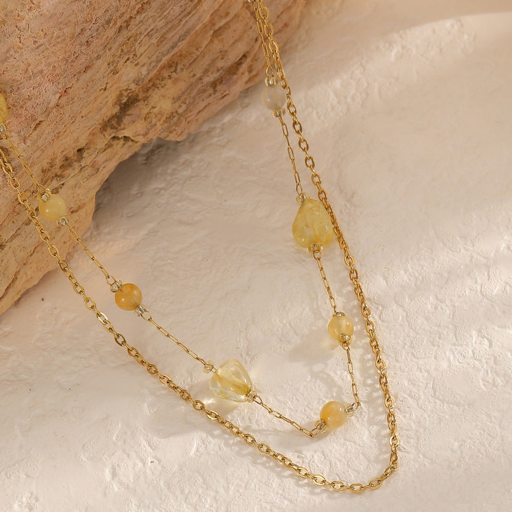 Damen Halskette mit eleganten, transparenten Edelsteinen und feiner Gliederkette Shop Nory