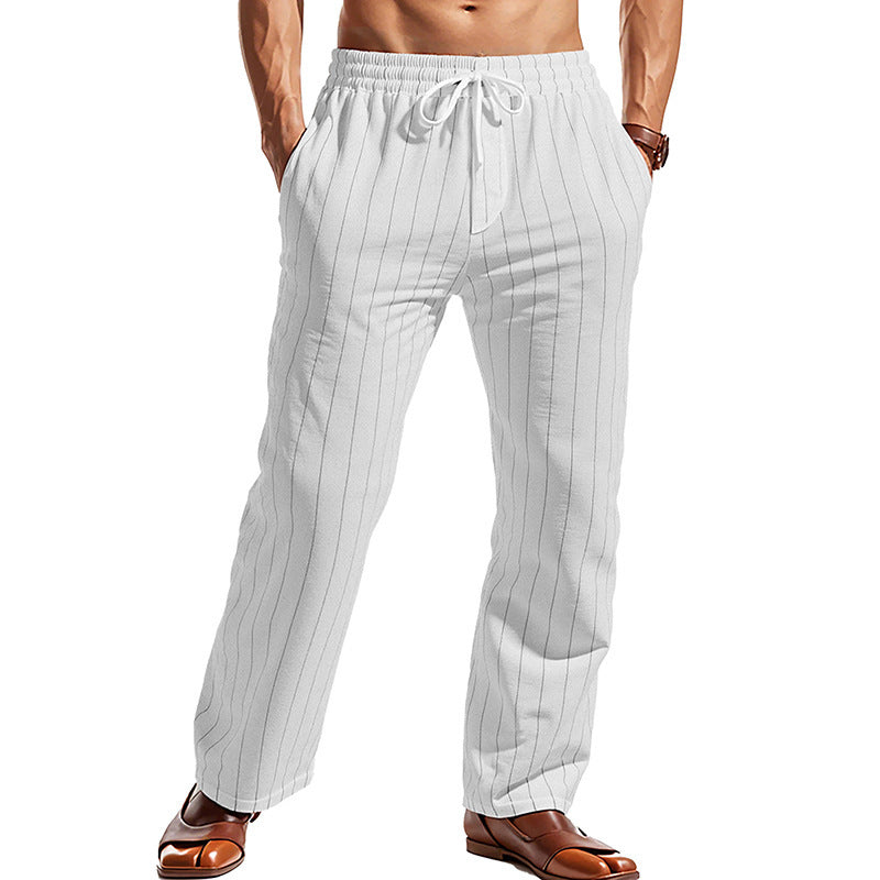Herren nan Nadelstreifen-Freizeithose mit elastischem Bund, Kordelzug und geradem Schnitt Shop Nory
