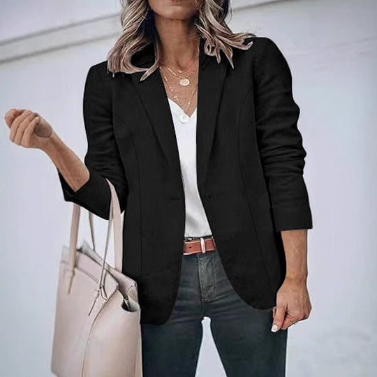 Damen Taillierter Blazer mit geschliffenem Revers, leichter Schulterpolsterung und Ein-Knopf-Verschluss Shop Nory