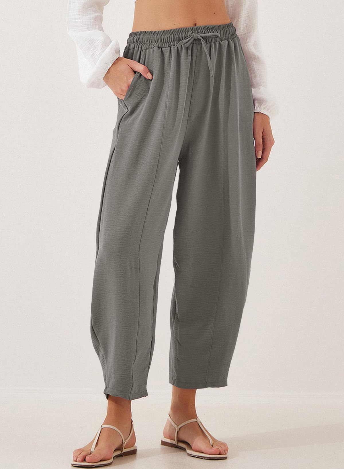 Damen lässige Freizeithose mit elastischem Bund und praktischen Seitentaschen