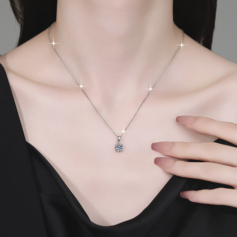 Damen Halskette mit funkelndem Kristallanhänger und hochwertiger Silberkette Shop Nory
