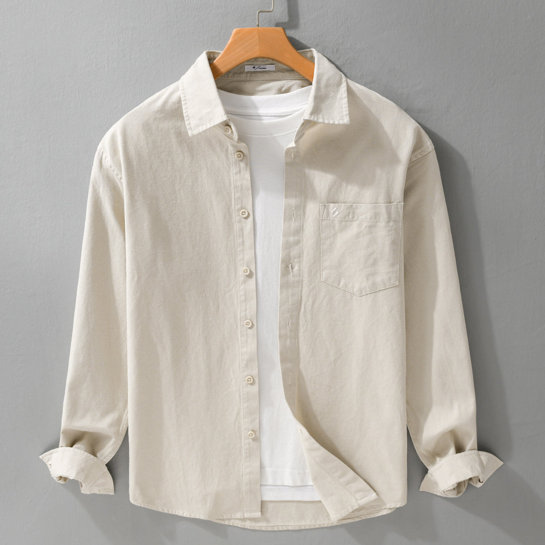 Herren Hemdjacke-Overshirt aus softem Baumwoll-Twill im Layering-Look mit aufgesetzter Brusttasche Shop Nory