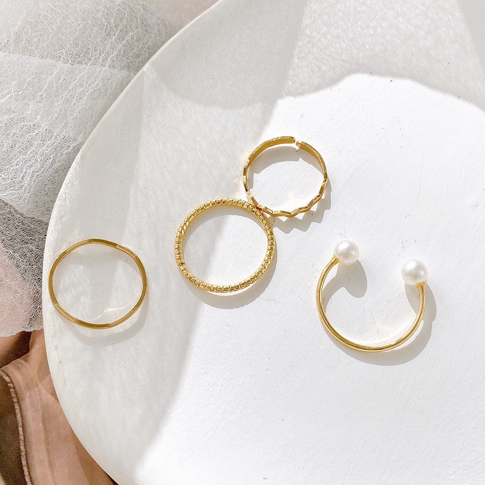 Damen Ring-Set mit exquisiten Designs und eleganten Perlenakzenten Shop Nory