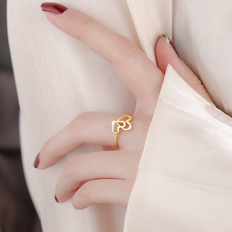 Damen Offener Doppelherzring aus hochwertigem Silber Shop Nory