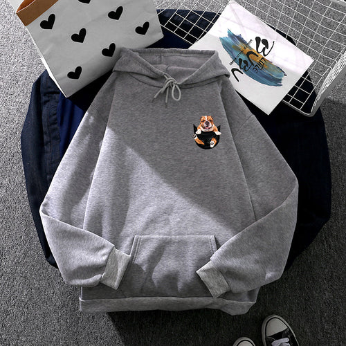 Unisex nan Kapuzenpullover mit Bulldoggen-Taschenpatch, oversized Schnitt und angerauter Fleece-Innenseite Shop Nory