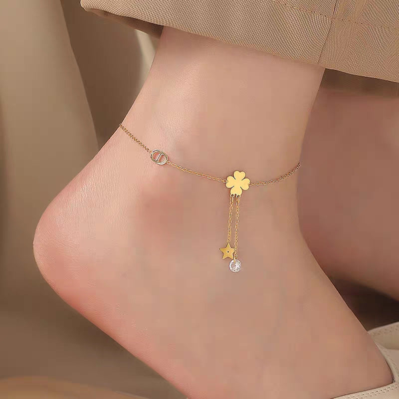 Damen Zarte verstellbare Blumen Fußkette Shop Nory
