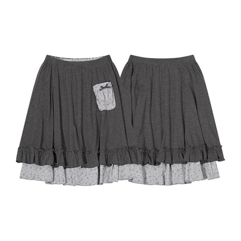Damen Lagen-Rock mit Volant, elastischem Komfortbund und Zier-Taschendetail Shop Nory