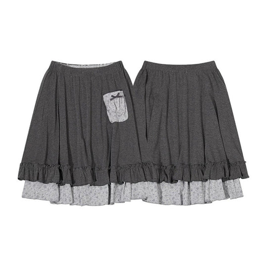 Damen Lagen-Rock mit Volant, elastischem Komfortbund und Zier-Taschendetail Shop Nory