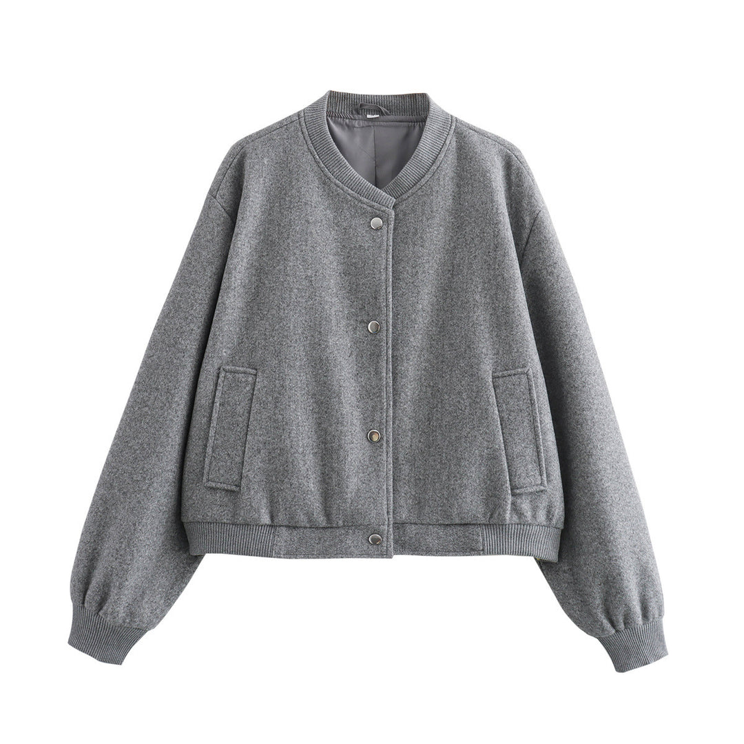 Damen Cropped-Bomberjacke im Boxy-Schnitt mit Druckknopfleiste und Eingrifftaschen Shop Nory