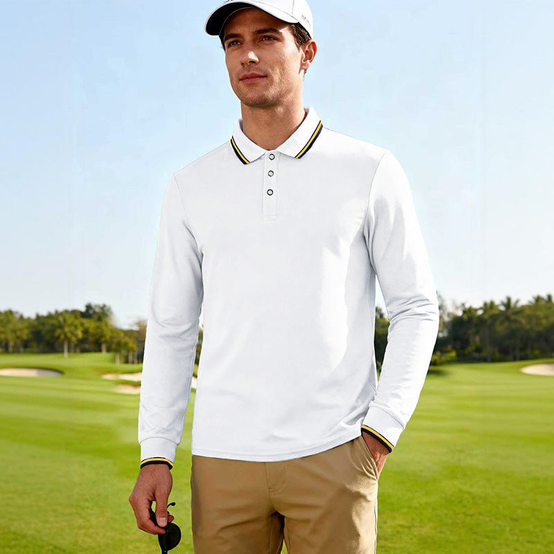 Herren Langärmeliges Performance-Golfpoloshirt mit Kontrastkragen Shop Nory
