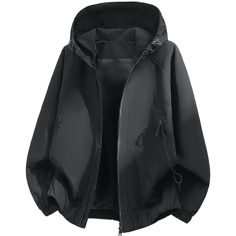 Herren Oversized Kapuzen‑Softshelljacke mit technischer Oberfläche und Kordelzugsaum Shop Nory